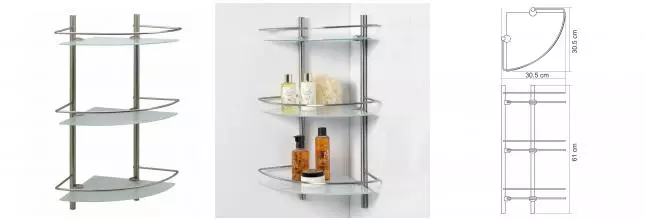 Угловая полка в ванну «WasserKRAFT» K-3733 на стену матовый хром