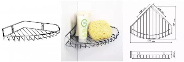 Угловая полка в ванну «WasserKRAFT» K-1211 на стену хром