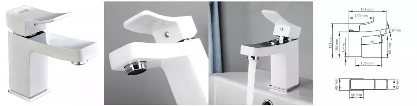 Смеситель для раковины «WasserKRAFT» Aller 1063W белый/хром Смеситель для раковины «WasserKRAFT» Aller 1063W белый/хром