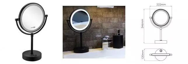 Косметическое зеркало «WasserKRAFT» K-1005B на стол чёрное