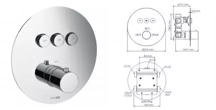 Смеситель для душа «WasserKRAFT» Dinkel 5844 Thermo с термостатом хром