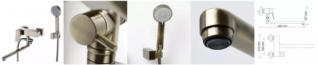 Смеситель для ванны «WasserKRAFT» Exter 1602L светлая бронза Смеситель для ванны «WasserKRAFT» Exter 1602L светлая бронза