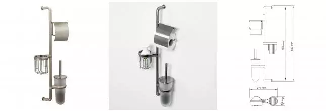 Стойка с аксессуарами «WasserKRAFT» K-1448 на стену матовый хром