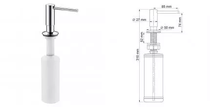Встраиваемый дозатор для мыла «WasserKRAFT» K-1299 встраиваемый хром