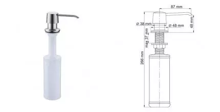 Встраиваемый дозатор для мыла «WasserKRAFT» K-1599 встраиваемый матовый хром
