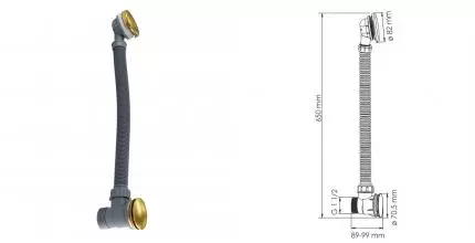 Сифон для ванны слив-перелив «Wasserkraft» A203 перелив 60 см матовое золото Клик-клак