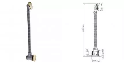 Сифон для ванны слив-перелив «Wasserkraft» A159 перелив 60 см светлая бронза Клик-клак