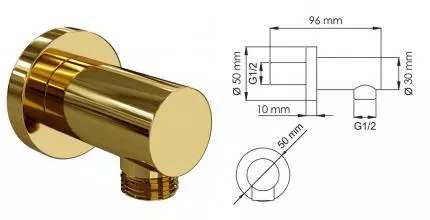 Подключение для душевого шланга «WasserKRAFT» A188 золото