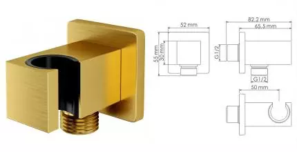 Подключение для душевого шланга «WasserKRAFT» A184 с держателем для лейки матовое золото