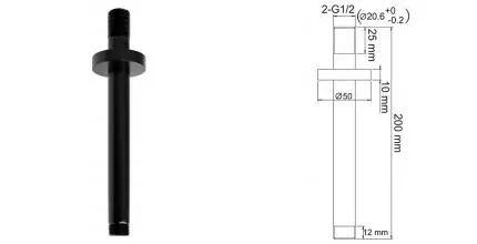 Кронштейн для верхнего душа «WasserKRAFT» A151 20 чёрный матовый