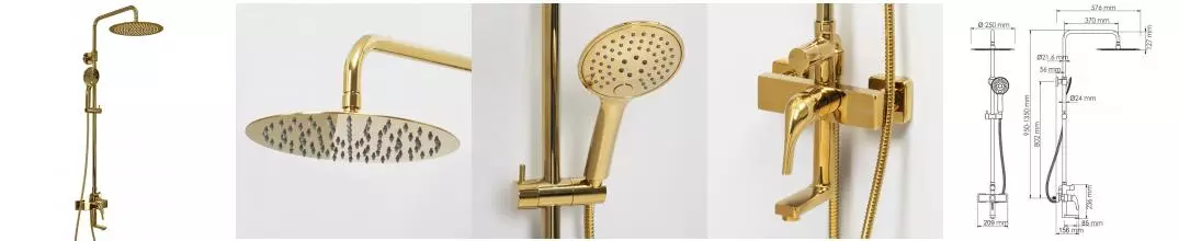 Душевая система «WasserKRAFT» A17101 золото Душевая система «WasserKRAFT» A17101 золото