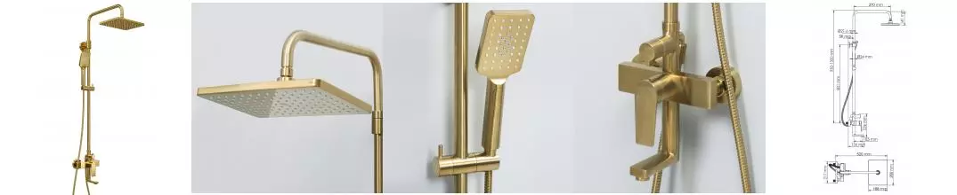 Душевая система «WasserKRAFT» A15501 матовое золото