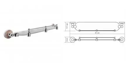 Полка в ванну «WasserKRAFT» Nau K-7744 на стену хром/коричневая
