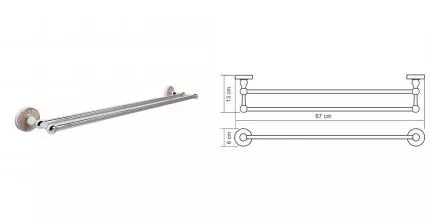 Полотенцедержатель двойной «WasserKRAFT» Nau K-7740 на стену хром/коричневый