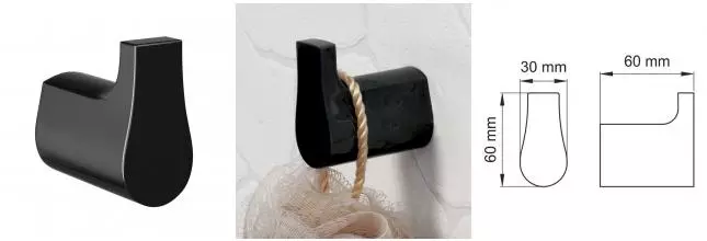 Крючок «WasserKRAFT» Glan K-5123 на стену чёрный Крючок «WasserKRAFT» Glan K-5123 на стену чёрный