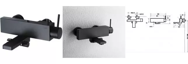 Смеситель для ванны «Bravat» Arc F66061K-01A-ENG чёрный Смеситель для ванны «Bravat» Arc F66061K-01A-ENG чёрный