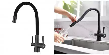 Смеситель для кухни с подключением к фильтру «Lemark» Comfort M3075GM чёрный/серый Смеситель для кухни с подключением к фильтру «Lemark» Comfort M3075GM чёрный/серый