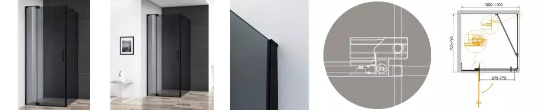 Душевой угол-ограждение «Cezares» SLIDER-AH-1-80-100/110-GRIGIO-NERO 110/80 тонированный/чёрный прямоугольный без поддона универсальный Душевой угол-ограждение «Cezares» SLIDER-AH-1-80-100/110-GRIGIO-NERO 110/80 тонированный/чёрный прямоугольный без поддона универсальный