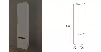 Пенал «Cezares» Urban 35 подвесной Grigio opaco правый Пенал «Cezares» Urban 35 подвесной Grigio opaco правый