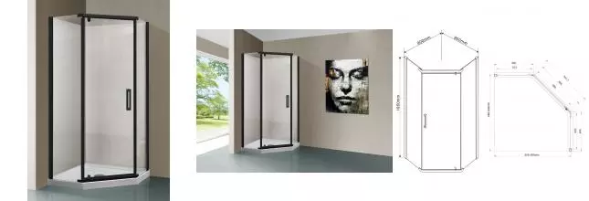 Душевой угол-ограждение «Vincea» Stresa VSP-1S900CLB 90/90 прозрачный/чёрный многоугольный без поддона универсальный Душевой угол-ограждение «Vincea» Stresa VSP-1S900CLB 90/90 прозрачный/чёрный многоугольный без поддона универсальный