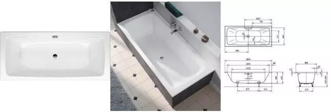 Ванна стальная «Kaldewei» Cayono Duo 725 180/80 easy-clean без опор без сифона белая