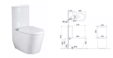 Унитаз компакт безободковый «Creo Ceramique» Rennes белый с сиденьем дюропласт с микролифтом белое Унитаз компакт безободковый «Creo Ceramique» Rennes белый с сиденьем дюропласт с микролифтом белое