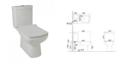 Унитаз компакт «Creo Ceramique» Tours белый с сиденьем дюропласт с микролифтом белое Унитаз компакт «Creo Ceramique» Tours белый с сиденьем дюропласт с микролифтом белое