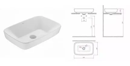 Раковина «Kale (Турция)» Dove 60/40 310200200206(7113935800) фаянсовая белая