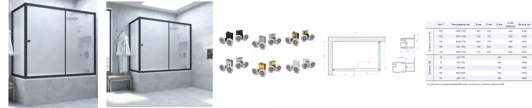 Шторка на ванну стеклянная «Vegas Glass» ZV+ZVF Novo 180/75/140 сатин/чёрная матовая универсальная Шторка на ванну стеклянная «Vegas Glass» ZV+ZVF Novo 180/75/140 сатин/чёрная матовая универсальная