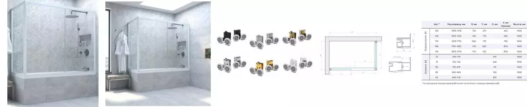 Шторка на ванну стеклянная «Vegas Glass» ZV+ZVF Novo 180/80/140 прозрачная/белая универсальная Шторка на ванну стеклянная «Vegas Glass» ZV+ZVF Novo 180/80/140 прозрачная/белая универсальная