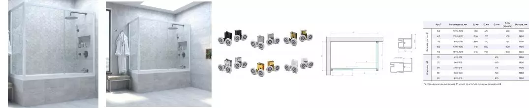 Шторка на ванну стеклянная «Vegas Glass» ZV+ZVF Novo 180/75/140 прозрачная/белая универсальная Шторка на ванну стеклянная «Vegas Glass» ZV+ZVF Novo 180/75/140 прозрачная/белая универсальная