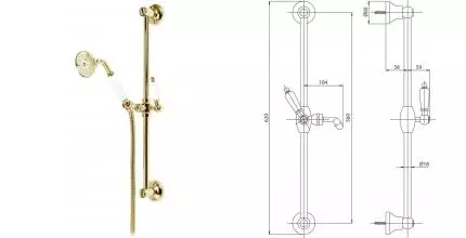 Душевой гарнитур «Cezares» CZR-SD-03/24-Bi золото