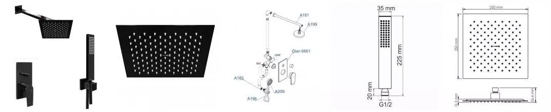 Душевая система «WasserKRAFT» А66209 чёрная