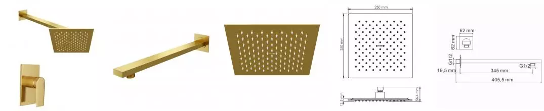 Душевая система «WasserKRAFT» А55180 матовое золото
