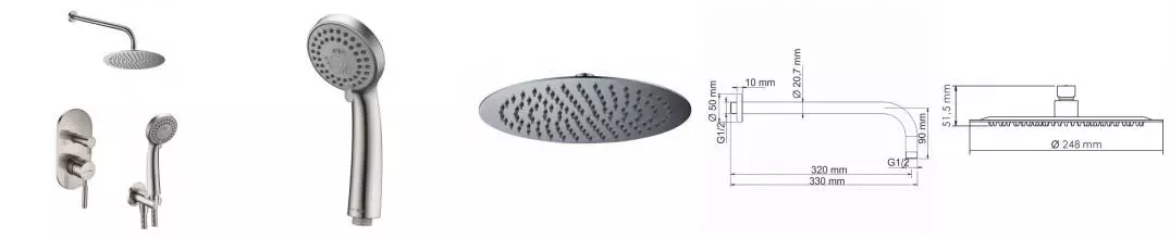 Душевая система «WasserKRAFT» A16421 матовый хром