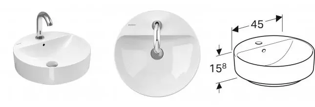 Раковина «Geberit» Variform 45/45 500.769.01.2 фарфоровая белая Раковина «Geberit» Variform 45/45 500.769.01.2 фарфоровая белая