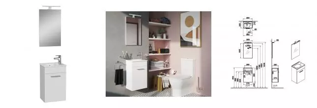 Мебель для ванной подвесная «Vitra» Mia 40 белый глянец правая