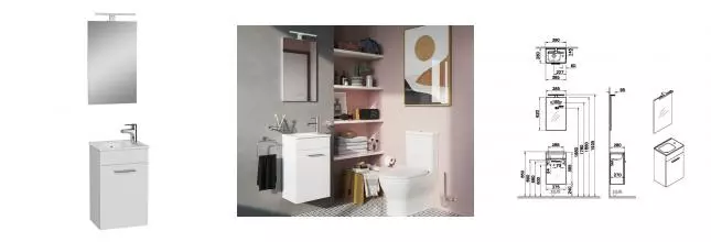 Мебель для ванной подвесная «Vitra» Mia 40 белый глянец