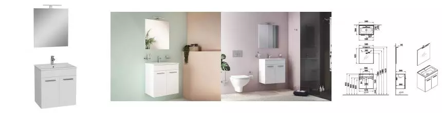 Мебель для ванной подвесная «Vitra» Mia 60 с дверцами белый глянец