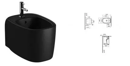 Подвесное биде «Vitra» Plural 7831B483-0288 черное матовое Подвесное биде «Vitra» Plural 7831B483-0288 черное матовое
