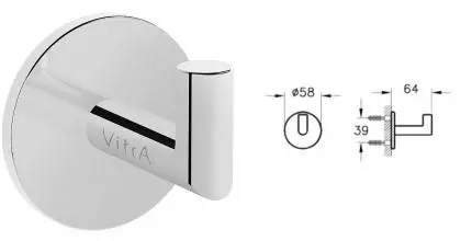 Крючок «Vitra» Origin A44884 на стену хром Крючок «Vitra» Origin A44884 на стену хром