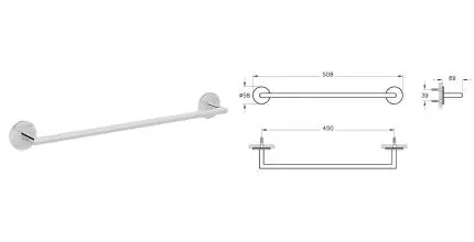 Полотенцедержатель «Vitra» Origin A44886 на стену хром Полотенцедержатель «Vitra» Origin A44886 на стену хром