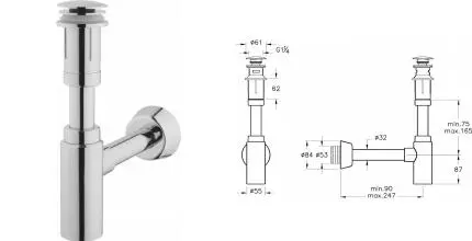 Сифон для раковины «Vitra» A45154 хром Сифон для раковины «Vitra» A45154 хром