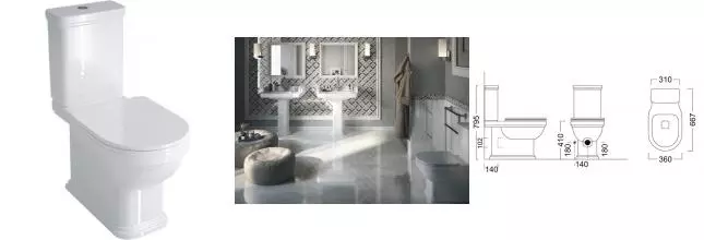 Унитаз компакт «Kerama Marazzi» Pompei PO.cis.01 + PO.wc.01/ PO.seat.01\WHT белый с сиденьем дюропласт с микролифтом белое