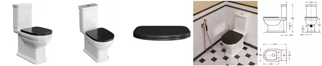 Унитаз компакт «Kerama Marazzi» Pompei PO.cis.01/PO.wc.01/PO.seat.01\BLK белый с сиденьем дюропласт с микролифтом чёрное Унитаз компакт «Kerama Marazzi» Pompei PO.cis.01/PO.wc.01/PO.seat.01\BLK белый с сиденьем дюропласт с микролифтом чёрное