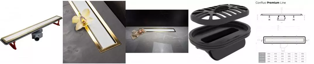 Душевой лоток «Pestan» Confluo Premium Line 300 13100119 боковой выпуск White Glass/Gold 