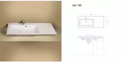 Раковина «Sanovit» Isik 100 фаянсовая белая левая Раковина «Sanovit» Isik 100 фаянсовая белая левая