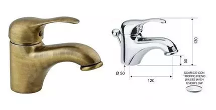 Смеситель для раковины «Remer» Musa M10 VO с донным клапаном бронза Смеситель для раковины «Remer» Musa M10 VO с донным клапаном бронза