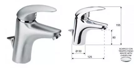 Смеситель для раковины «Remer» Ten T10ST с донным клапаном сатин