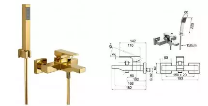 Смеситель для ванны «Remer» Absolute AU02DO золото Смеситель для ванны «Remer» Absolute AU02DO золото